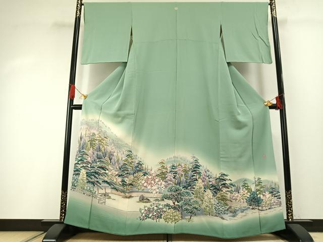 平和屋着物●十日町友禅作家　岡村蒼風　色留袖　風景文　暈し染め　正絹　逸品　AABG4567fy