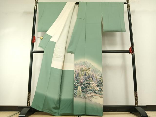 平和屋着物●十日町友禅作家　岡村蒼風　色留袖　風景文　暈し染め　正絹　逸品　AABG4567fy