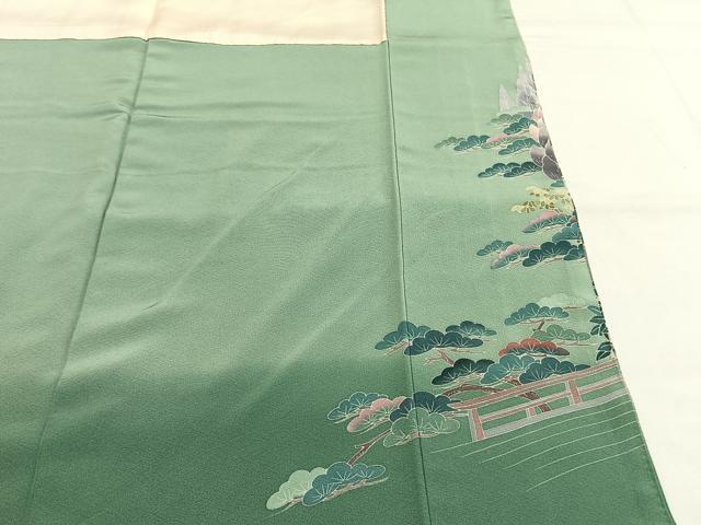 平和屋着物●十日町友禅作家　岡村蒼風　色留袖　風景文　暈し染め　正絹　逸品　AABG4567fy