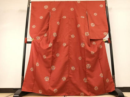 平和屋着物●小振袖　二尺袖　草花文　洗える着物　AABG4568fy