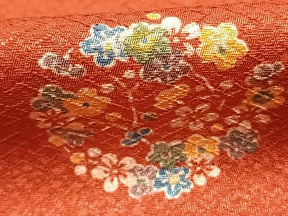 平和屋着物●小振袖　二尺袖　草花文　洗える着物　AABG4568fy