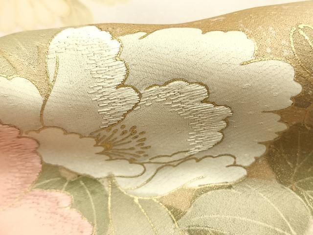 平和屋着物●訪問着　刺繍　草花文　暈し染め　金彩　正絹　逸品　AABG4569fy