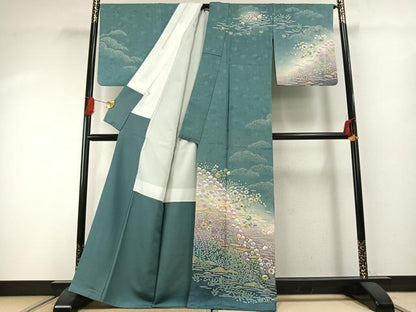 平和屋着物●訪問着　辻が花　暈し染め　金通し地　正絹　逸品　AABG4571fy