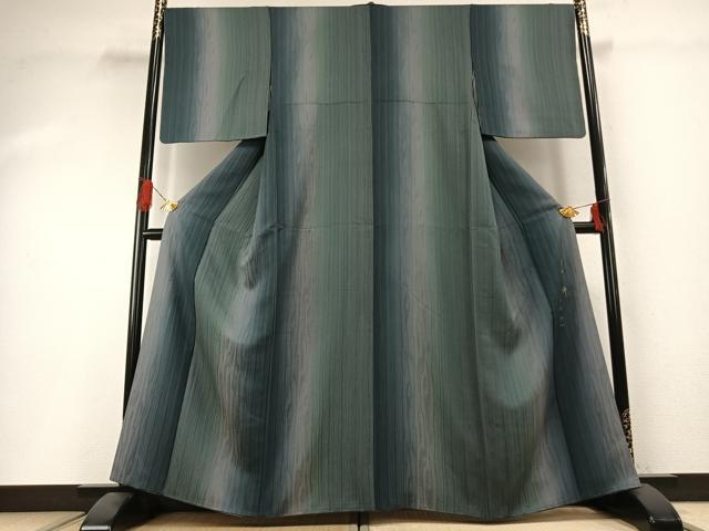 平和屋着物●上質な小紋　作家物　杢目地紋　暈し染め　鈴乃屋扱い　正絹　逸品　AABG4572fy