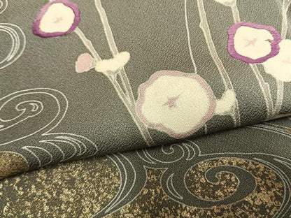 平和屋着物●京の名門　じゅらく謹製　帝王紫　訪問着　刺繍　枝花文　金彩　正絹　逸品　AABG4576fy