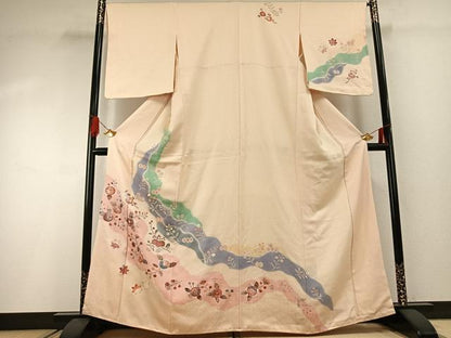平和屋着物●訪問着　道長花文　銀彩　正絹　逸品　未使用　AABG4577fy