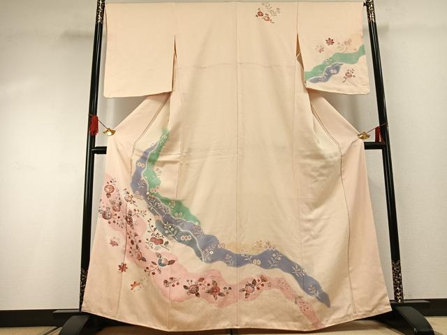 平和屋着物●訪問着　道長花文　銀彩　正絹　逸品　未使用　AABG4577fy