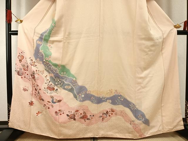 平和屋着物●訪問着　道長花文　銀彩　正絹　逸品　未使用　AABG4577fy