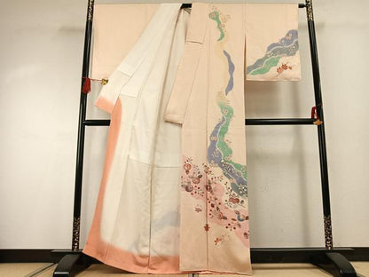 平和屋着物●訪問着　道長花文　銀彩　正絹　逸品　未使用　AABG4577fy
