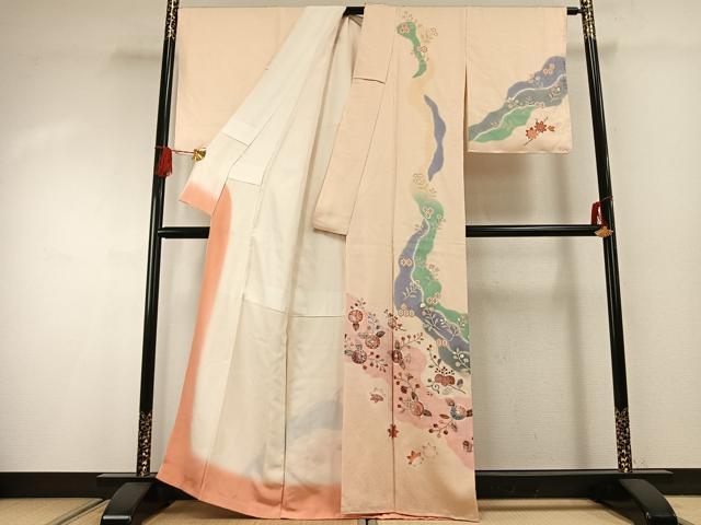 平和屋着物●訪問着　道長花文　銀彩　正絹　逸品　未使用　AABG4577fy