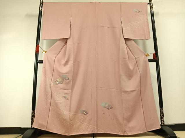 平和屋着物●訪問着　絞り　地紙花文　金銀彩　正絹　逸品　未使用　AABG4578fy