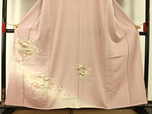 平和屋着物●訪問着　友禅　風景花文　暈し染め　正絹　逸品　AABG4583fy