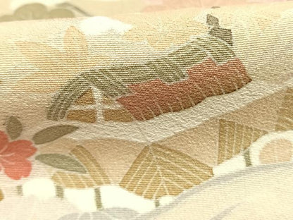 平和屋着物●訪問着　友禅　風景花文　暈し染め　正絹　逸品　AABG4583fy