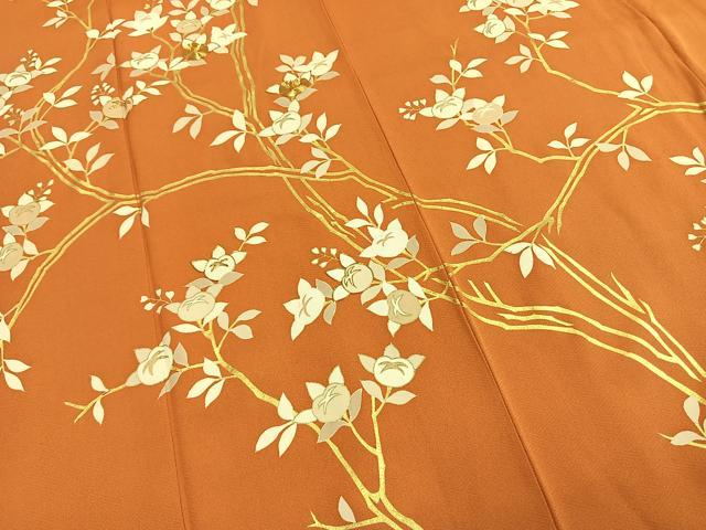 平和屋着物●訪問着　駒刺繍　枝花文　金彩　ロング丈　正絹　逸品　AABG4584fy