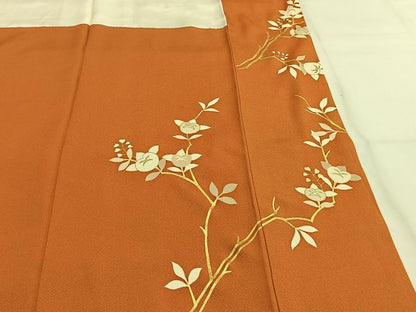 平和屋着物●訪問着　駒刺繍　枝花文　金彩　ロング丈　正絹　逸品　AABG4584fy