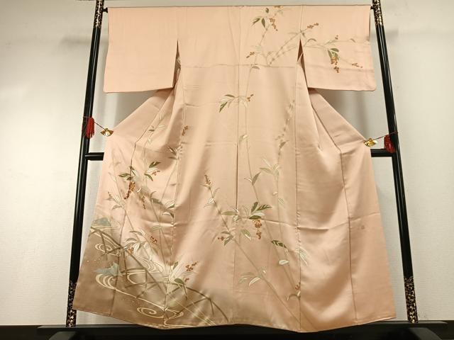 平和屋着物●訪問着　作家物　佐賀錦　駒刺繍　南天文　暈し染め　金彩　正絹　逸品　AABG4586fy