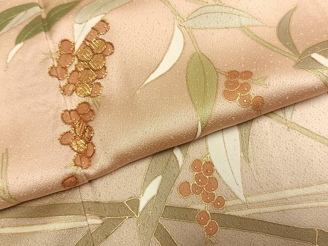 平和屋着物●訪問着　作家物　佐賀錦　駒刺繍　南天文　暈し染め　金彩　正絹　逸品　AABG4586fy