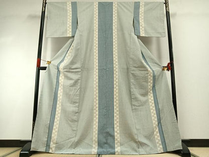 平和屋着物●結城紬　80亀甲　間道　正絹　逸品　AABG4587fy