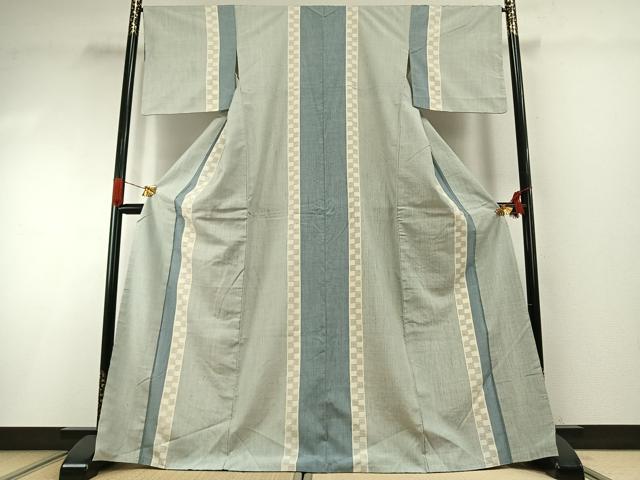 平和屋着物●結城紬　80亀甲　間道　正絹　逸品　AABG4587fy