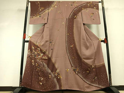 平和屋着物●訪問着　花唐草文　金彩　正絹　逸品　AABG4588fy