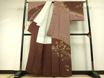 平和屋着物●訪問着　花唐草文　金彩　正絹　逸品　AABG4588fy