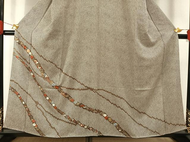 平和屋着物●訪問着　刺繍　花蝶文　金糸　金彩　正絹　逸品　未使用　AABG4589fy