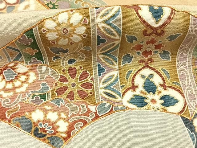 平和屋着物●豪華色留袖　駒刺繍　地紙花鳥文　暈し染め　金彩　正絹　逸品　AABG4591fy