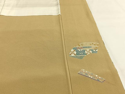 平和屋着物●豪華色留袖　駒刺繍　地紙花鳥文　暈し染め　金彩　正絹　逸品　AABG4591fy