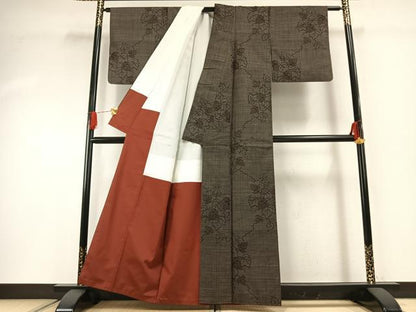 平和屋着物●本場大島紬　カタス9マルキ　蔦の葉文　正絹　逸品　AABG4592fy