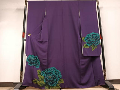平和屋着物●豪華振袖　草花文　暈し染め　金彩　正絹　逸品　AABG4593fy