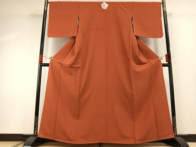 平和屋着物●上質な色無地　丹色　正絹　逸品　未使用　AABG4595fy