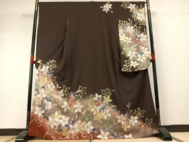 平和屋着物●豪華振袖　花鳥文　ラインストーン　暈し染め　金銀彩　正絹　逸品　AABG4598fy