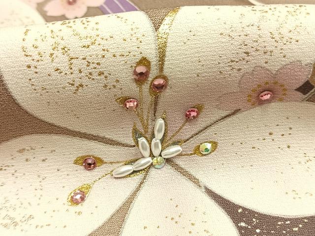 平和屋着物●豪華振袖　花鳥文　ラインストーン　暈し染め　金銀彩　正絹　逸品　AABG4598fy