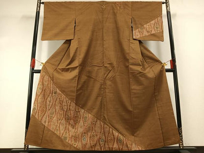 平和屋着物●訪問着　中国三大刺繍　汕頭刺繍　スワトウ刺繍　総刺繍　紬地　立涌花文　正絹　逸品　AABG4603fy