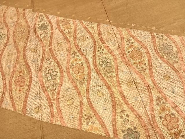 平和屋着物●訪問着　中国三大刺繍　汕頭刺繍　スワトウ刺繍　総刺繍　紬地　立涌花文　正絹　逸品　AABG4603fy