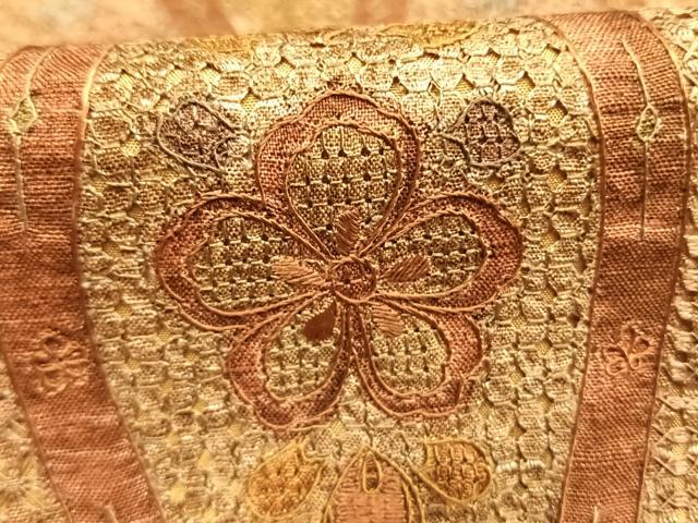 平和屋着物●訪問着　中国三大刺繍　汕頭刺繍　スワトウ刺繍　総刺繍　紬地　立涌花文　正絹　逸品　AABG4603fy