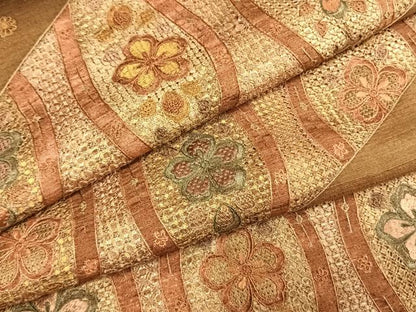 平和屋着物●訪問着　中国三大刺繍　汕頭刺繍　スワトウ刺繍　総刺繍　紬地　立涌花文　正絹　逸品　AABG4603fy