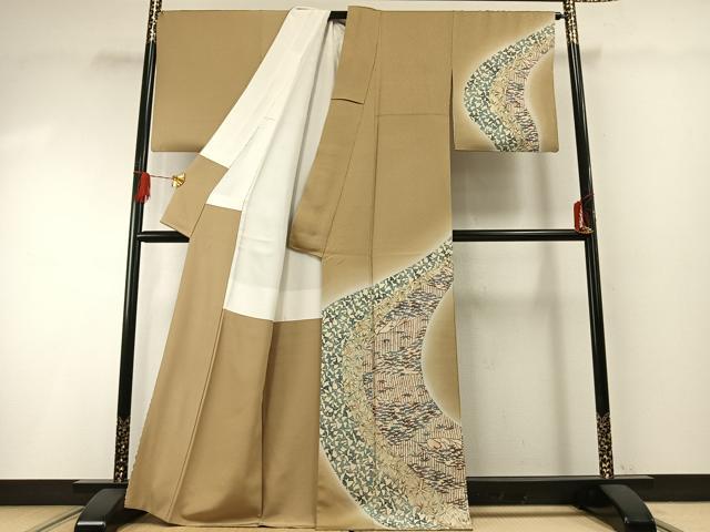 平和屋着物●訪問着　型染め　流水文　暈し染め　正絹　逸品　AABG4605fy