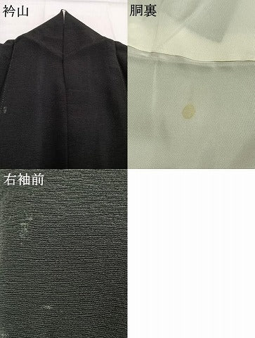 平和屋着物●訪問着　楽器花文　暈し染め　黒地　金銀彩　正絹　逸品　AABG4608fy