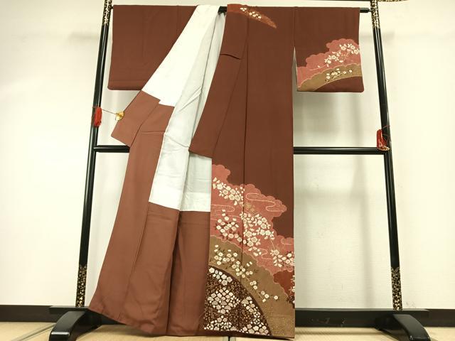 平和屋着物●十日町　名門　滝泰謹製　訪問着　草花文　金彩　正絹　逸品　AABG4609fy