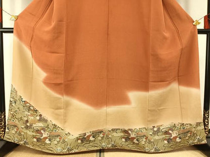 平和屋着物●訪問着　草花文　鬼しぼ縮緬　ますいわ屋扱い　正絹　逸品　AABG4610fy