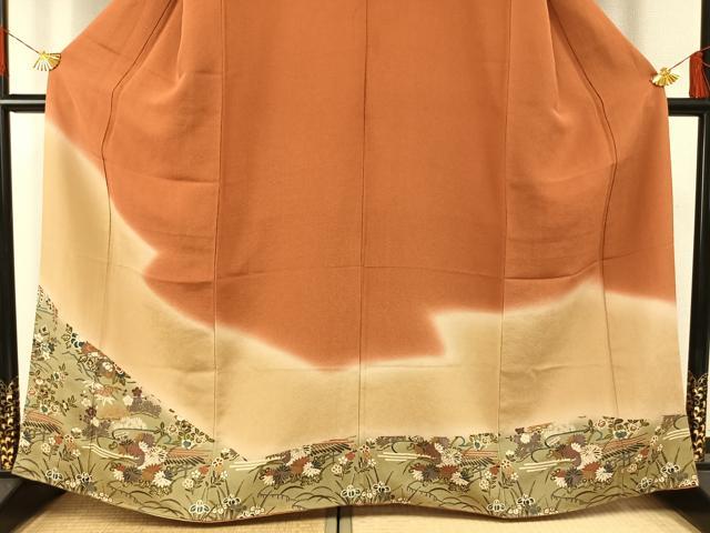 平和屋着物●訪問着　草花文　鬼しぼ縮緬　ますいわ屋扱い　正絹　逸品　AABG4610fy
