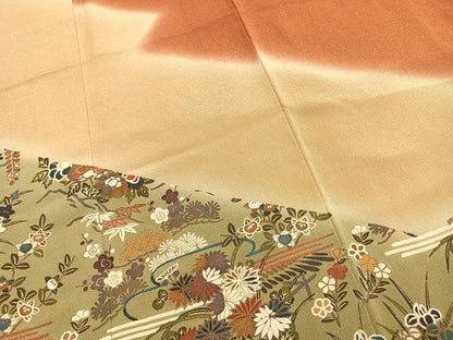 平和屋着物●訪問着　草花文　鬼しぼ縮緬　ますいわ屋扱い　正絹　逸品　AABG4610fy
