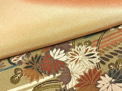 平和屋着物●訪問着　草花文　鬼しぼ縮緬　ますいわ屋扱い　正絹　逸品　AABG4610fy