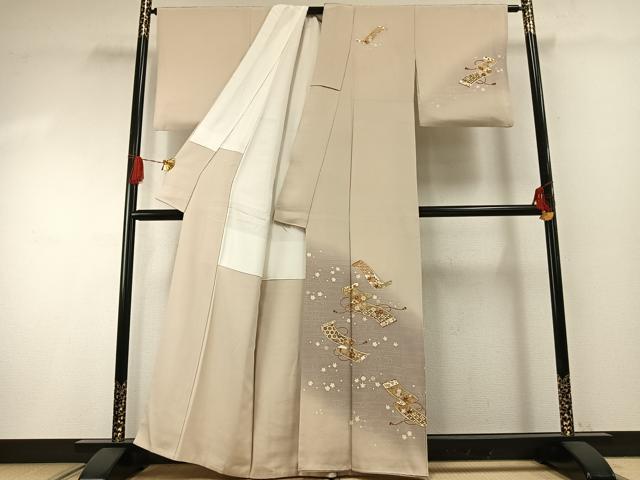 平和屋着物●訪問着　駒刺繍　巻物　暈し染め　金彩　正絹　逸品　AABG4611fy
