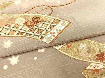 平和屋着物●訪問着　駒刺繍　巻物　暈し染め　金彩　正絹　逸品　AABG4611fy