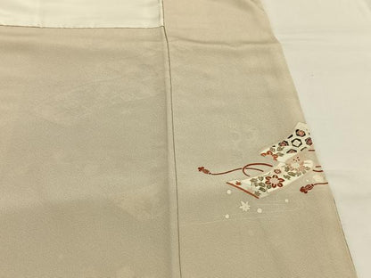 平和屋着物●訪問着　駒刺繍　巻物　暈し染め　金彩　正絹　逸品　AABG4611fy