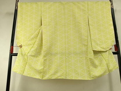 平和屋着物●小振袖　二尺袖　麻の葉文様　洗える着物　AABG4612fy