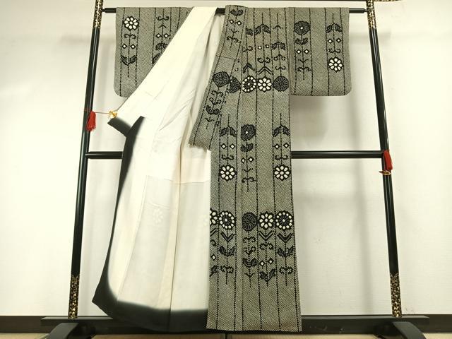 平和屋着物●上質な小紋　総絞り　草花文　正絹　逸品　AABG4613fy
