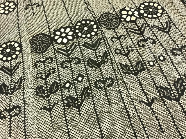 平和屋着物●上質な小紋　総絞り　草花文　正絹　逸品　AABG4613fy